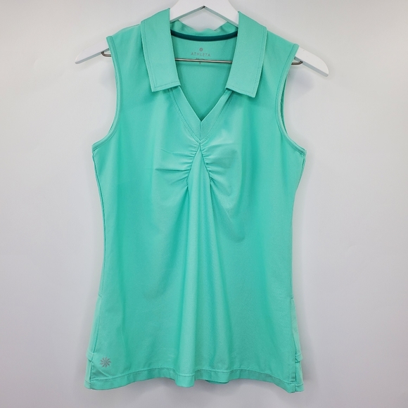 Athleta Tops - Athleta Mint Green Wick it Golf Shirt Tank Top